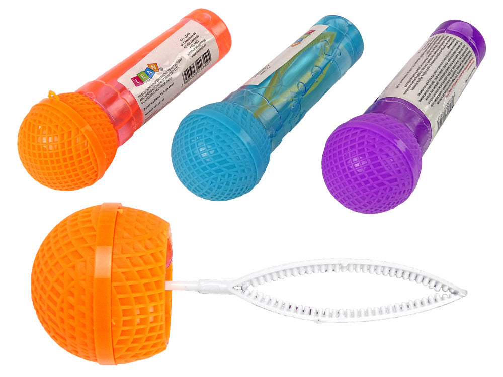 Mýdlové bubliny mikrofon 40ml – fialový oranžový modrý