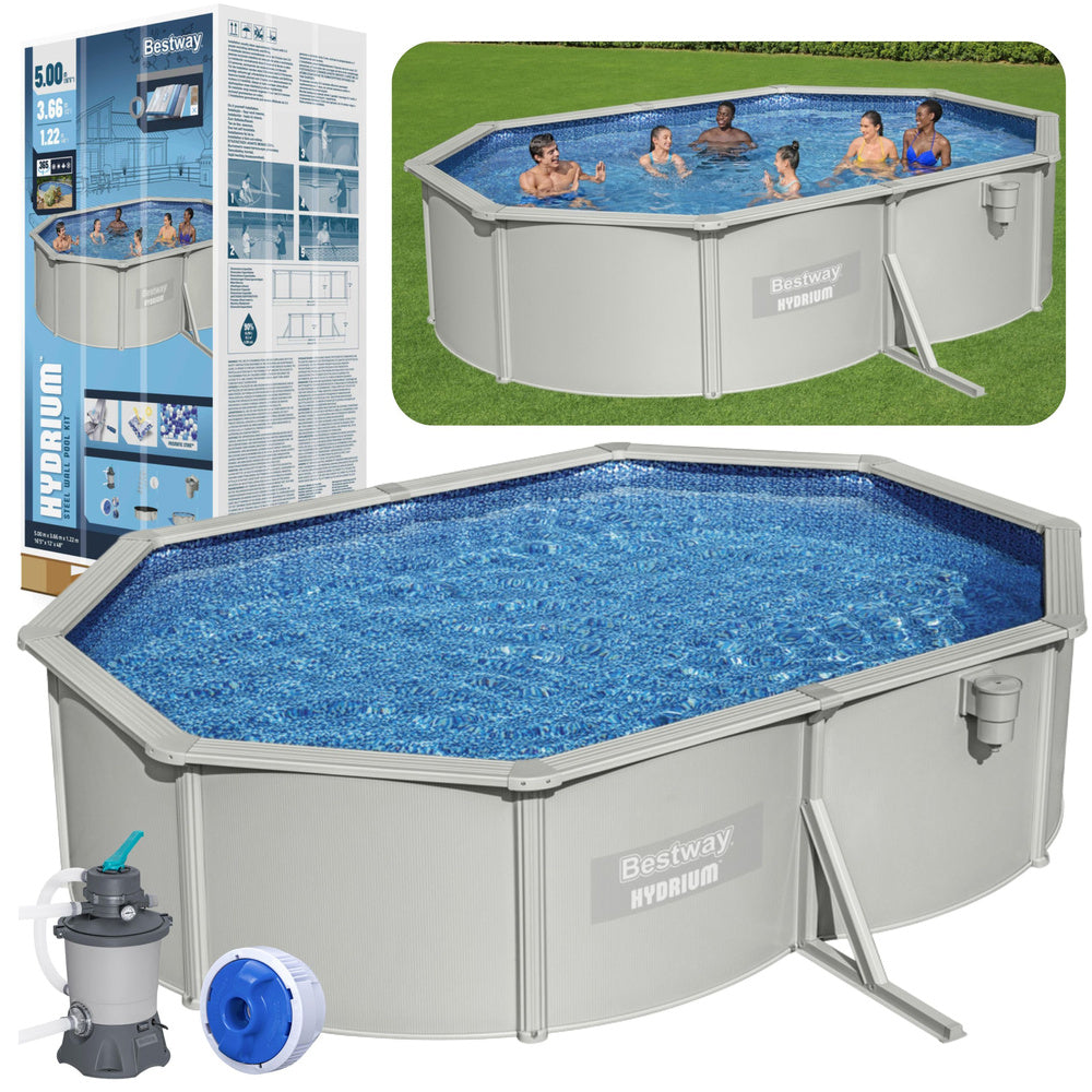 Nadzemní bazén Hydrium Metal 5x3,6x1,2m šedý – Bestway