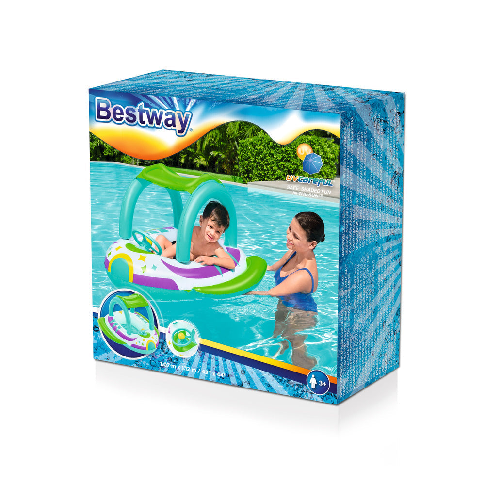 Nafukovací člun s volantem a stříškou 107x112cm – Bestway