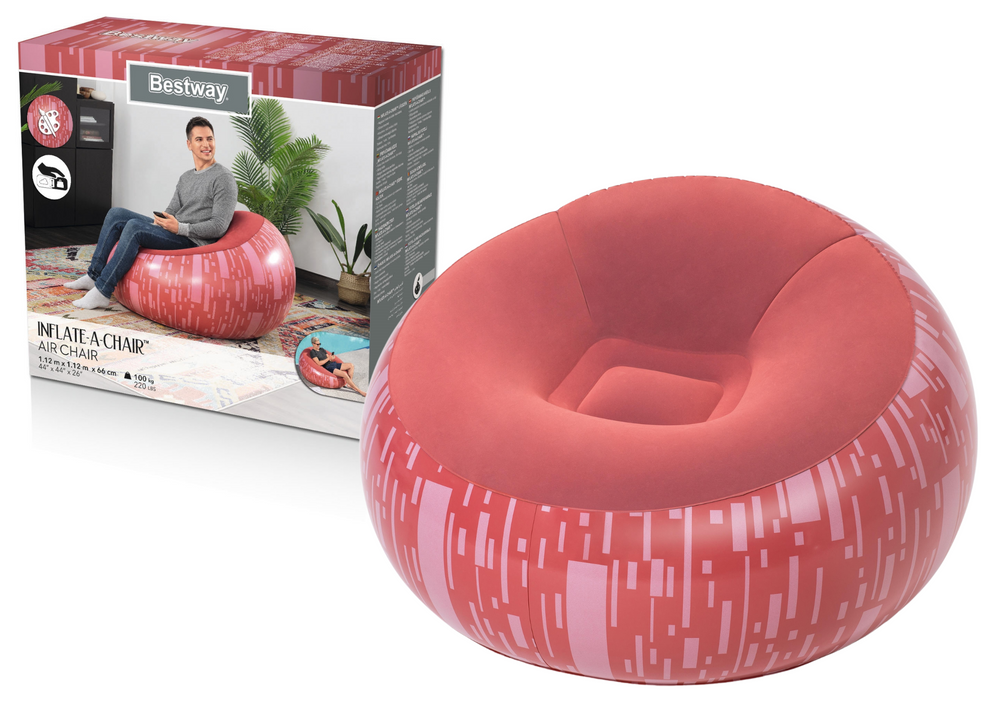 Nafukovací křeslo s flokovaným povrchem červené – Bestway 75052