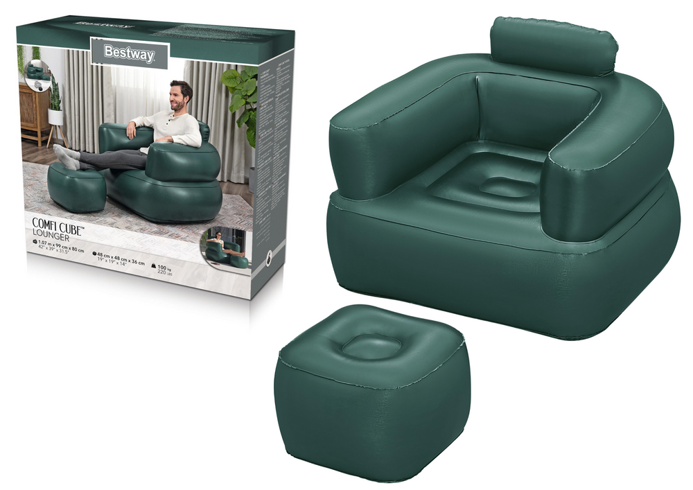 Nafukovací křeslo tmavé s flokovaným povrchem – Bestway 75137
