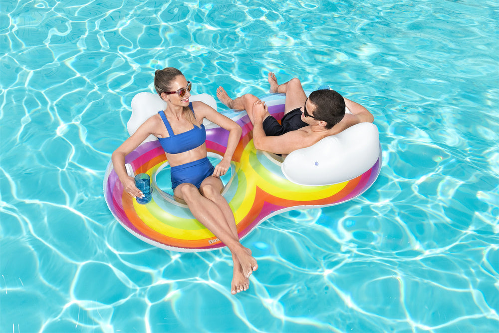 Nafukovací kruh pro dvě osoby – 186x116 cm duhový | Bestway