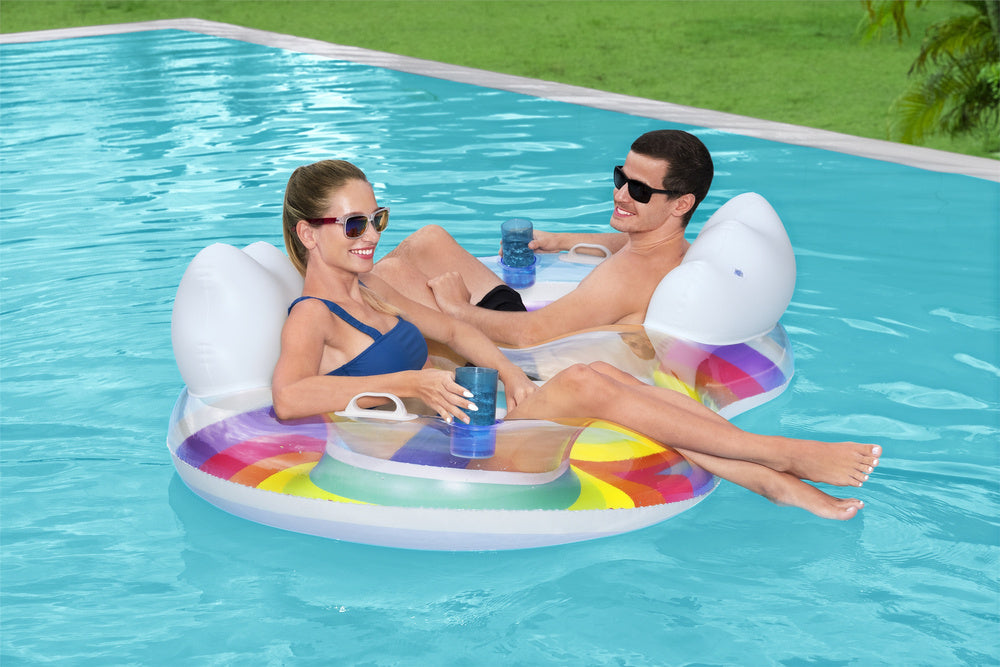 Nafukovací kruh pro dvě osoby – 186x116 cm duhový | Bestway