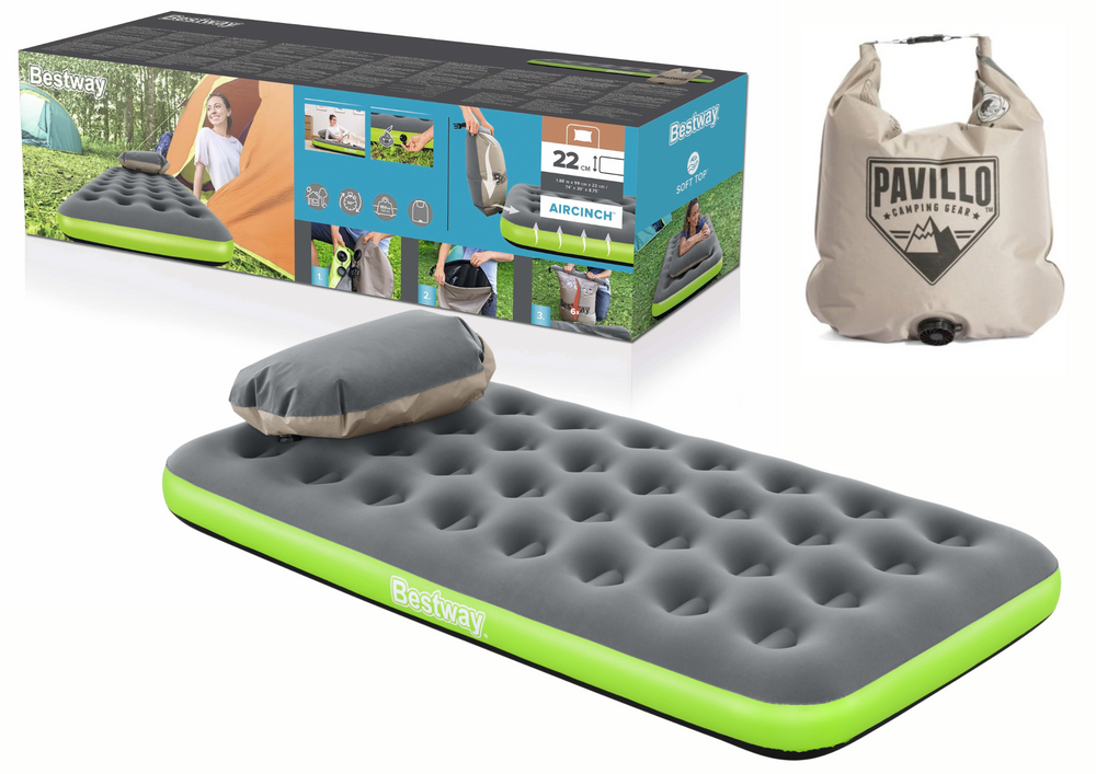 Nafukovací matrace 188x99x22 cm – s velurem a pumpou | Bestway