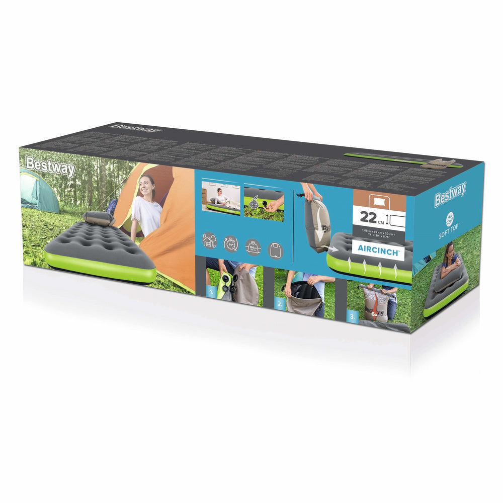 Nafukovací matrace 188x99x22 cm – s velurem a pumpou | Bestway