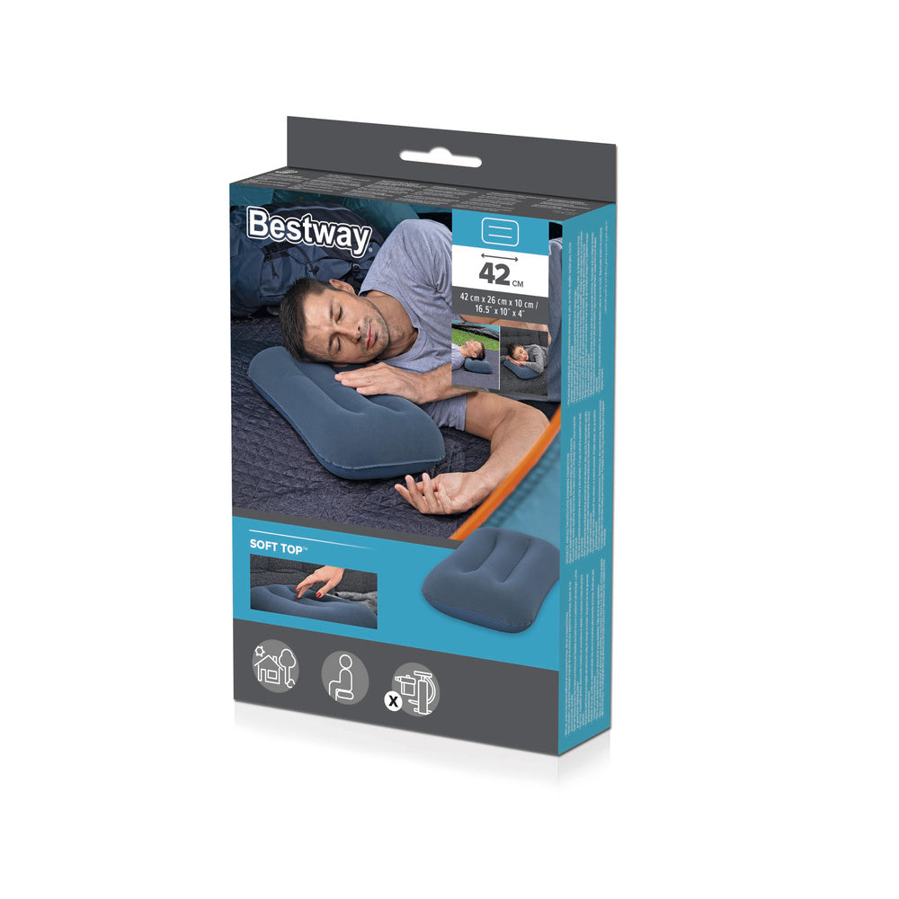Nafukovací polštář s velurovým povrchem 42 cm modrý – Bestway