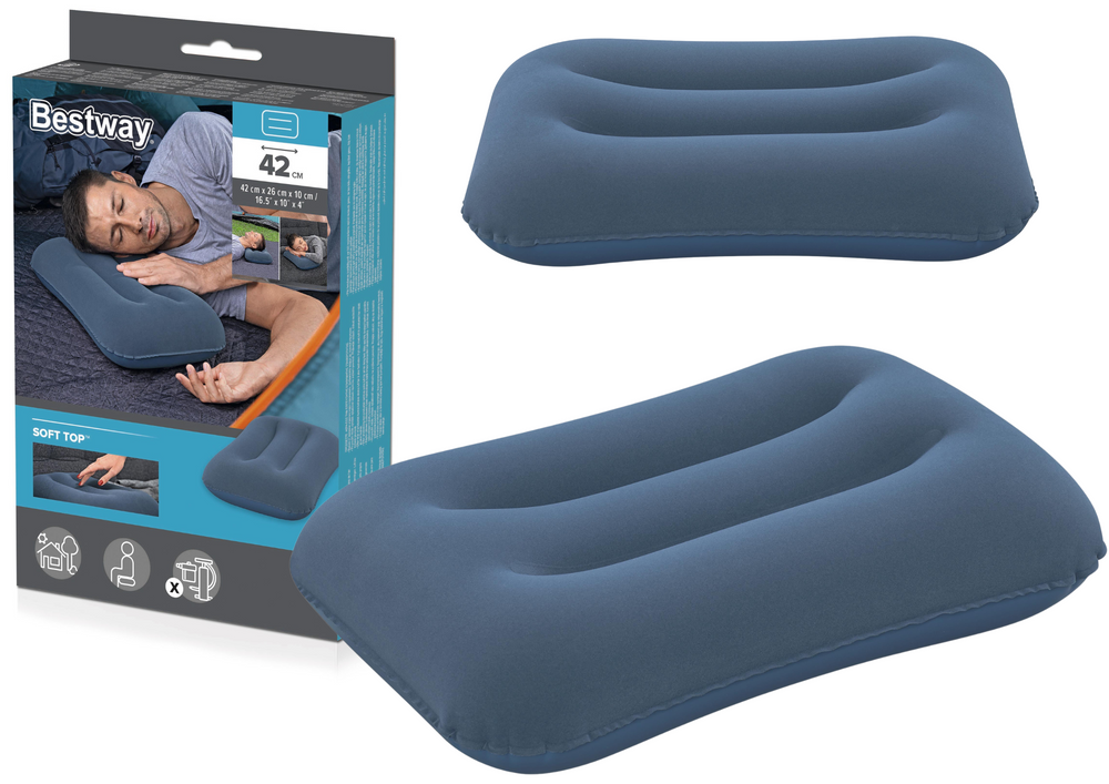 Nafukovací velurová podušku modrá 42 cm – Bestway