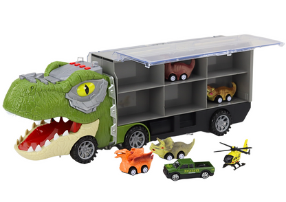 Nákladní auto dinosaurus – s 6 autíčky světla zvuky | zelené