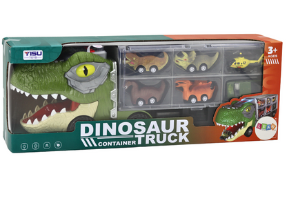 Nákladní auto dinosaurus – s 6 autíčky světla zvuky | zelené