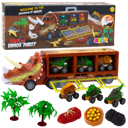 Nákladní auto dinosaurus Triceratops – s vystrelovačem | hnědé