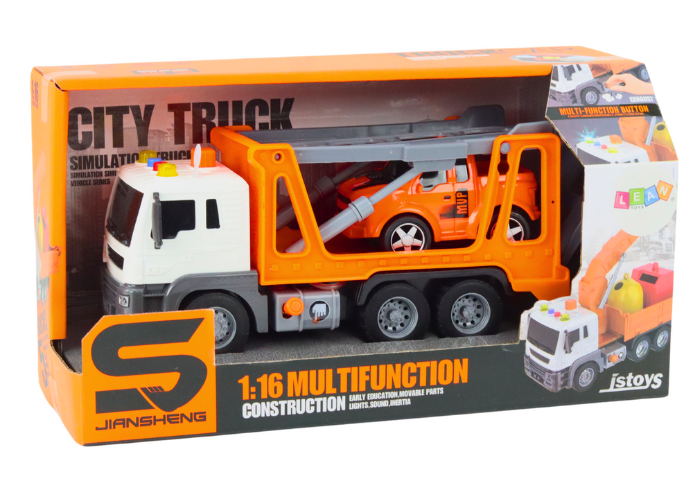 Nákladní auto odtahovka se světly a zvuky 1:16 oranžová