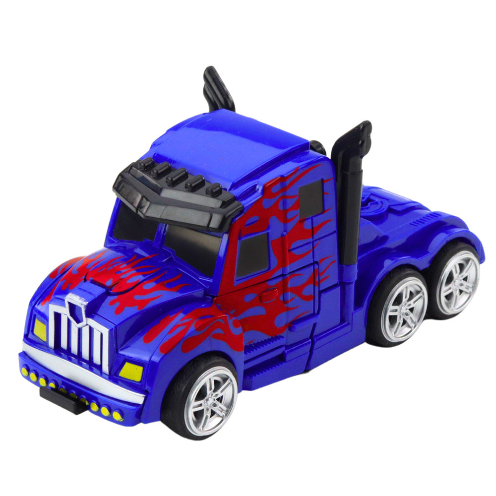 Nákladní auto robot 2v1 s pohonem transformace modrá červené vzory