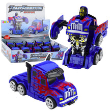 Nákladní auto robot 2v1 s pohonem transformace modrá červené vzory