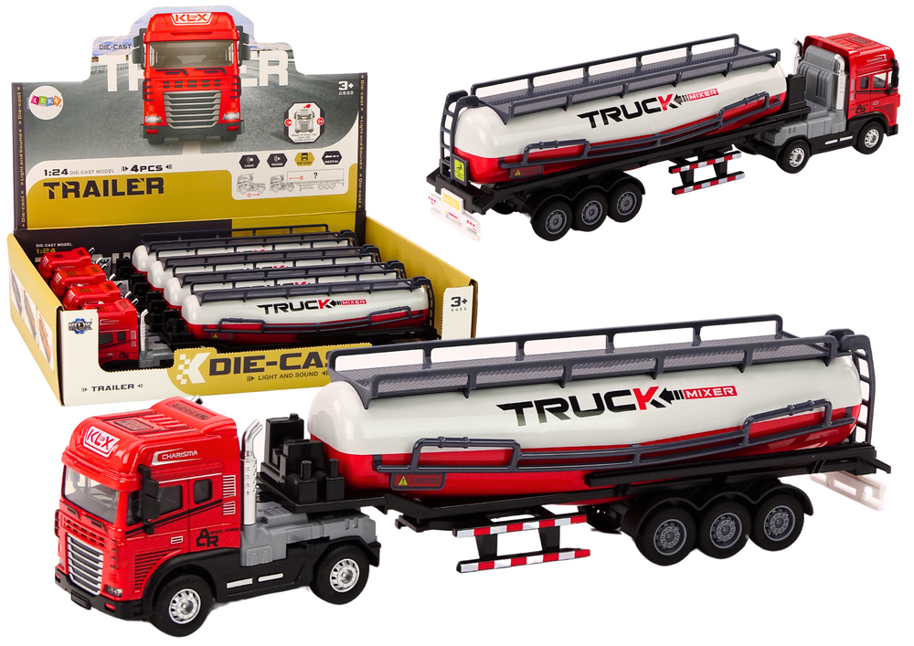 Nákladní auto s cisternou TIR 1:24 se zvuky a světly červené