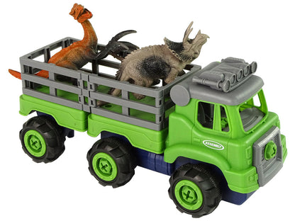 Nákladní auto s dinosaury a vrtačkou na rozkručování