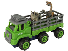 Nákladní auto s dinosaury a vrtačkou na rozkručování