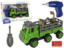 Nákladní auto s dinosaury a vrtačkou na rozkručování
