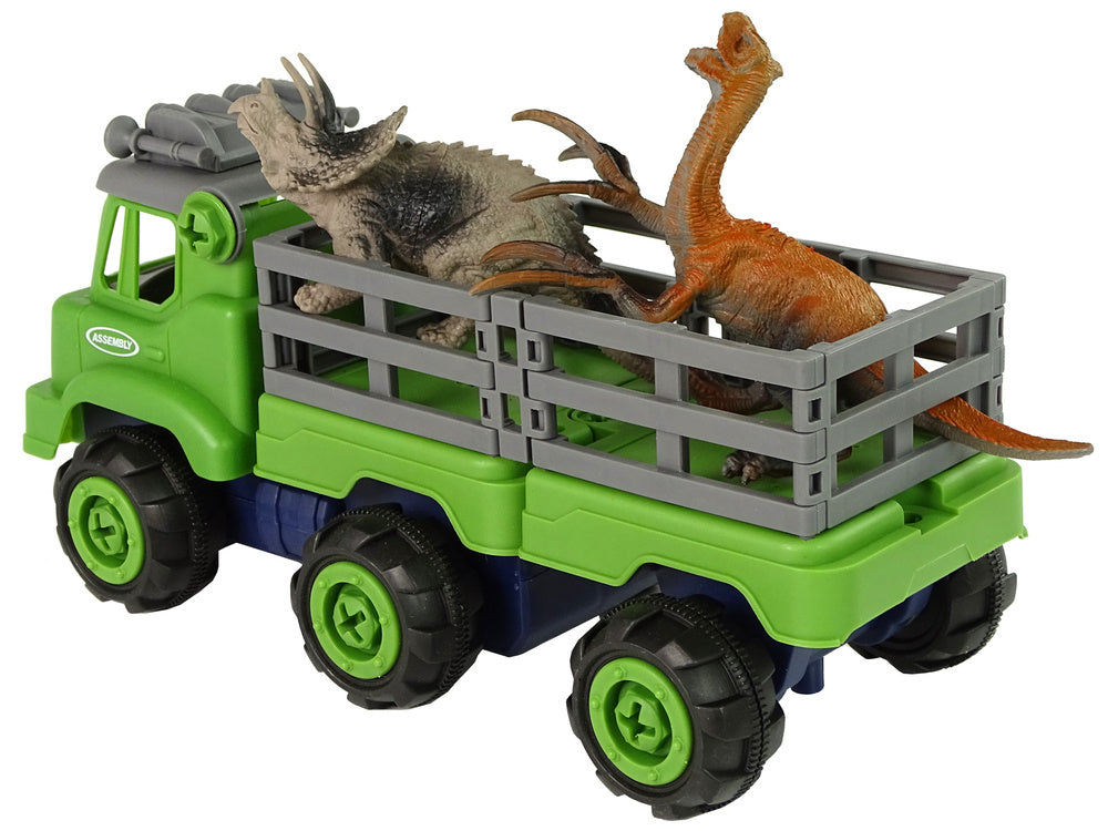 Nákladní auto s dinosaury a vrtačkou na rozkručování