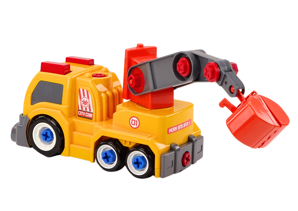 Nákladní auto s jeřábem DIY – s nářadím oranžové