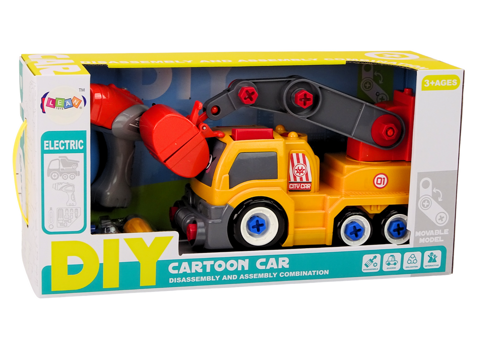 Nákladní auto s jeřábem DIY – s nářadím oranžové