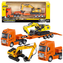 Nákladní auto s návěsem a bagrem – kovové 1:50 | Huina