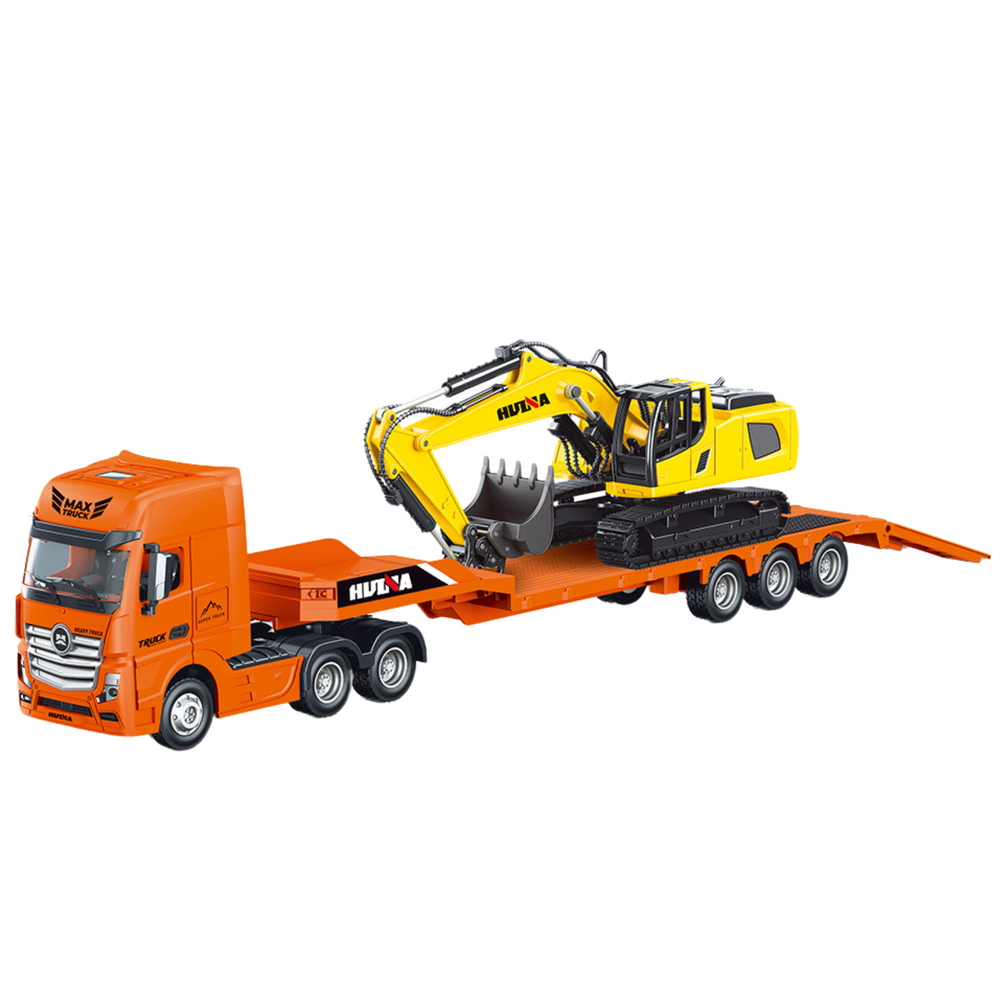 Nákladní auto s návěsem a bagrem – kovové 1:50 | Huina