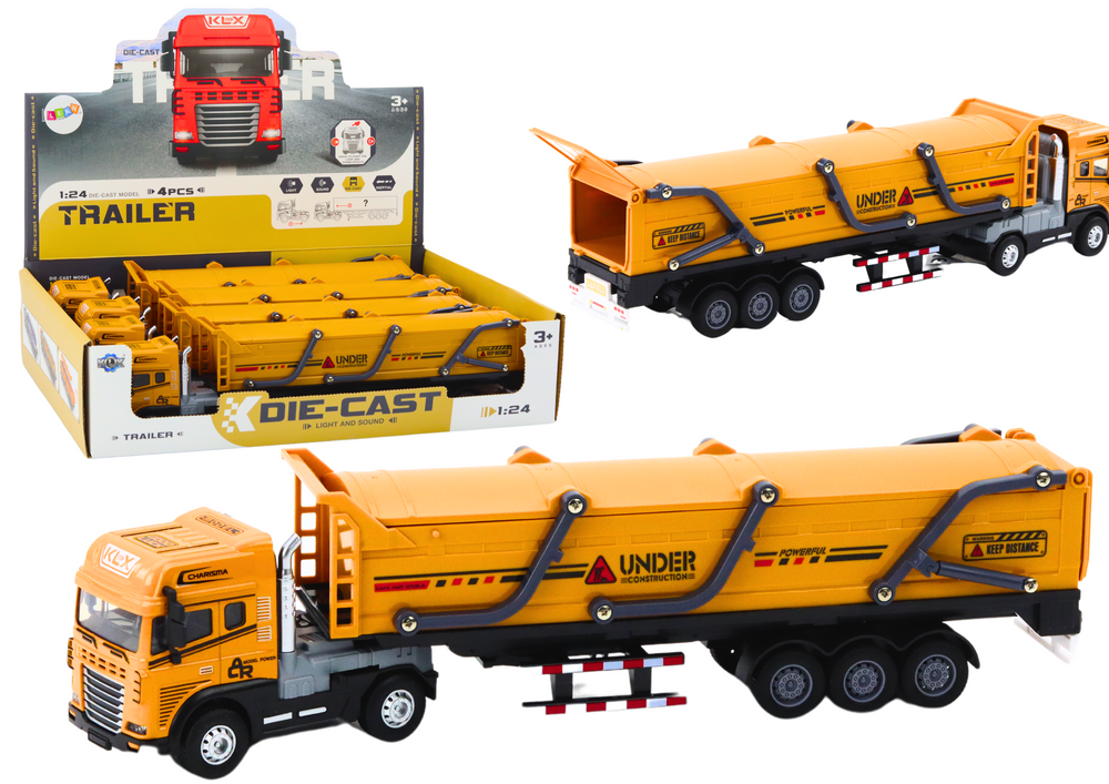 Nákladní auto s návěsem TIR 1:24 se zvuky a světly žluté