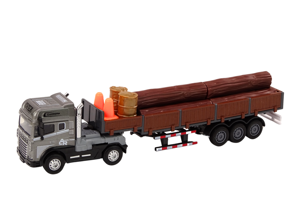 Nákladní auto s přívěsem 1:24 dřevěné klády zvuky světla šedé