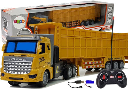 Nákladní auto s velkým přívěsem na dálkové ovládání 1:48 žluté