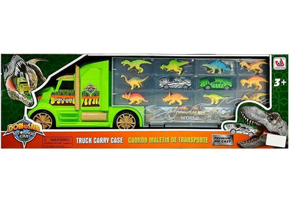 Nákladní auto transporter s dinosaury a tvarovým sorterem zelené