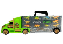 Nákladní auto transporter s dinosaury a tvarovým sorterem zelené