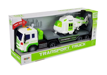Nákladní auto transportér s helikoptérou na baterie 1:16