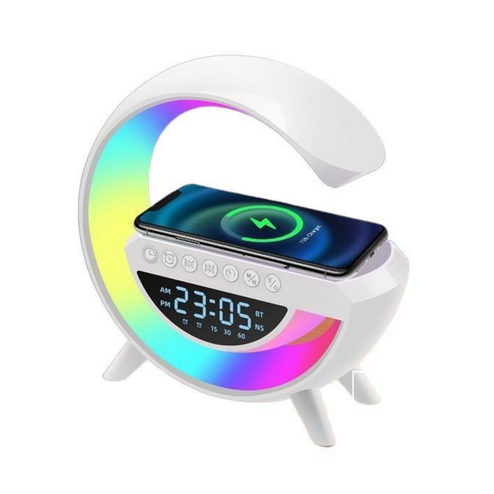 Noční lampička s budíkem – bezdrátová nabíječka RGB