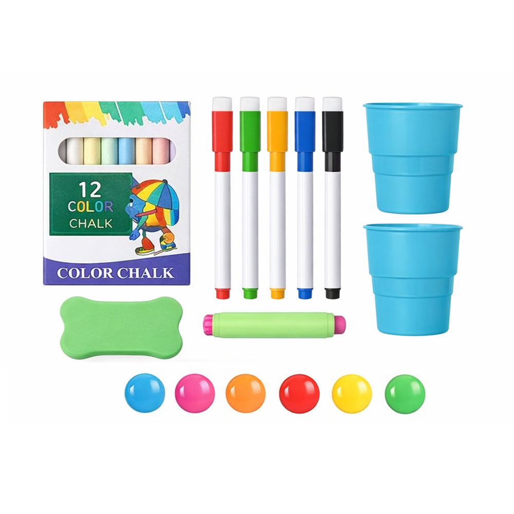Oboustranná magnetická tabule s magnety a křídami, 48 dílů