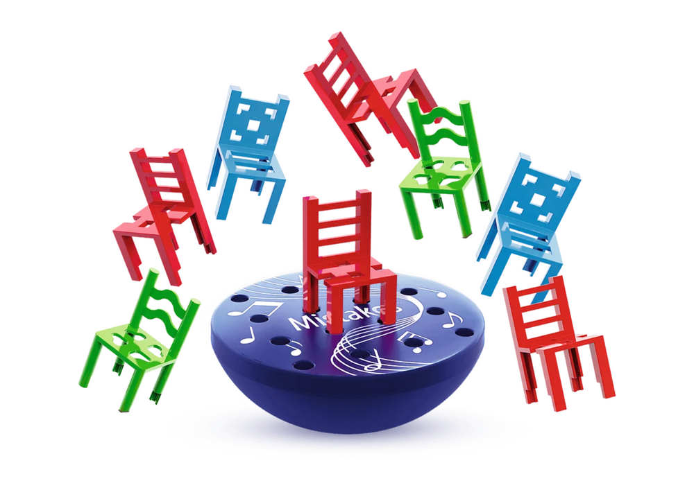 Obratnostní hra s otáčející se platformou a židličkami – Mistakos Trefl