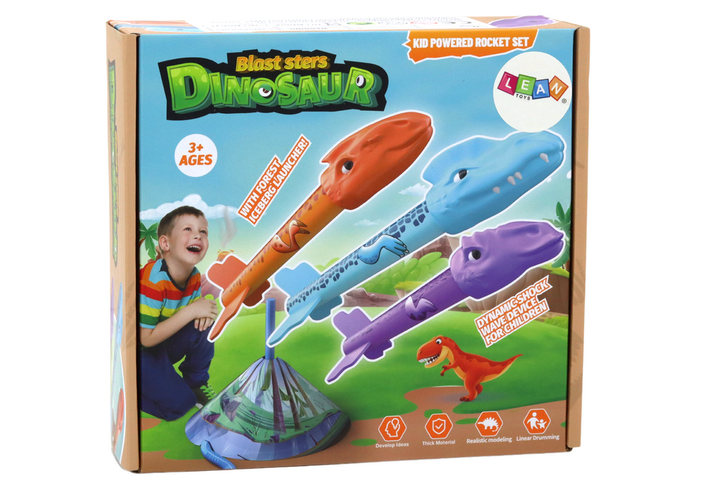 Odpalovač raket s dinosaury – lesní motiv s pumpičkou