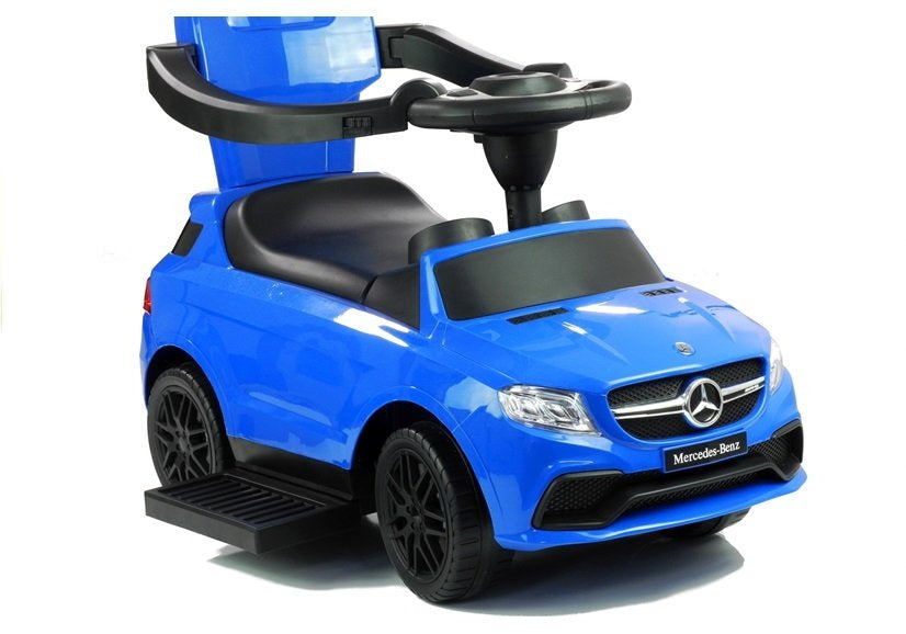 Odrážedlo Mercedes 3v1 s vodítkem a bariérkami modré