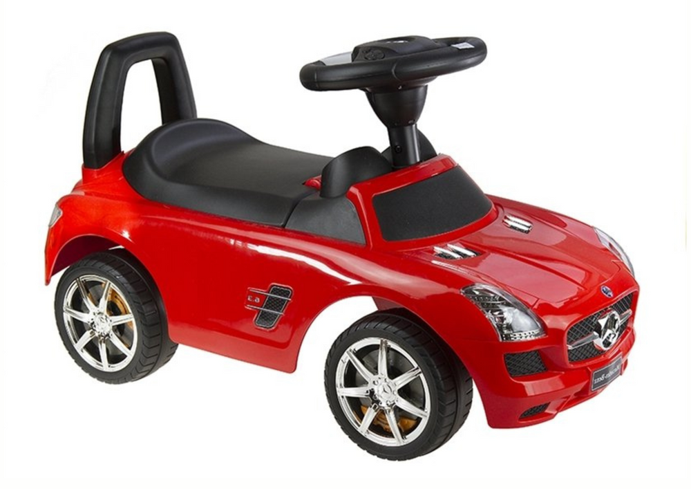 Odrážedlo Mercedes Benz SLS AMG s opěradlem a úložným prostorem červené