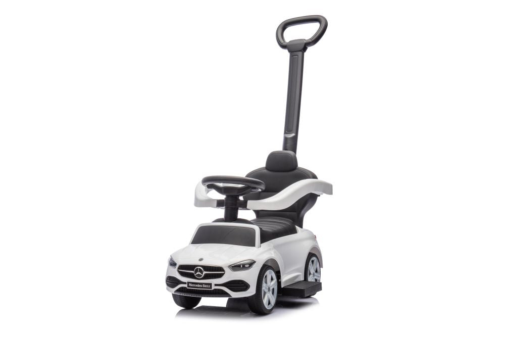 Odrážedlo s vodící tyčí Mercedes 3v1 bílé