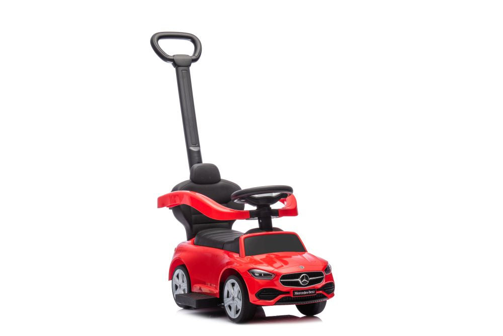 Odrážedlo s vodící tyčí Mercedes 3v1 červené