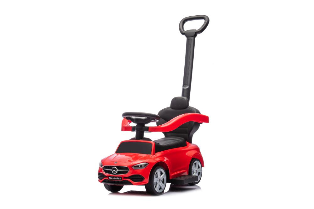 Odrážedlo s vodící tyčí Mercedes 3v1 červené