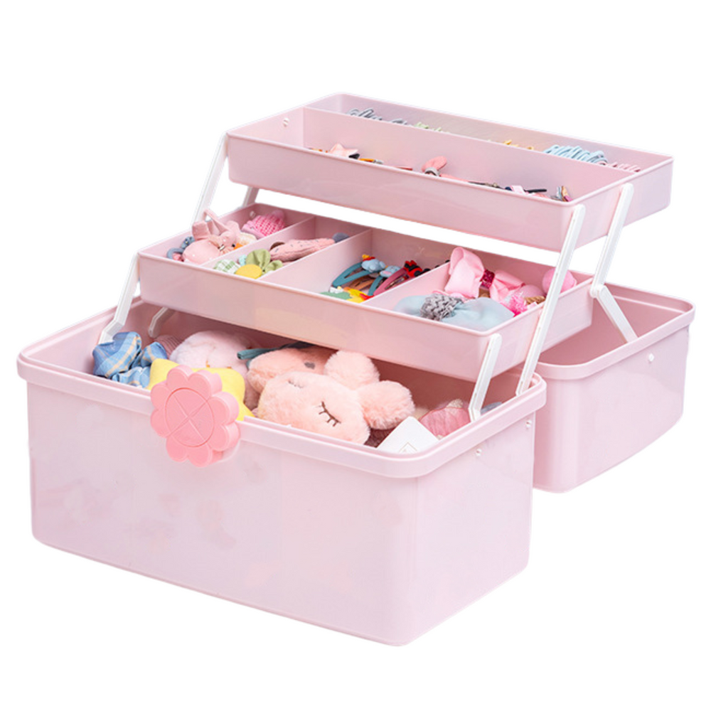 Organizer na šperky a kosmetiku s přihrádkami 29x16x16cm růžový