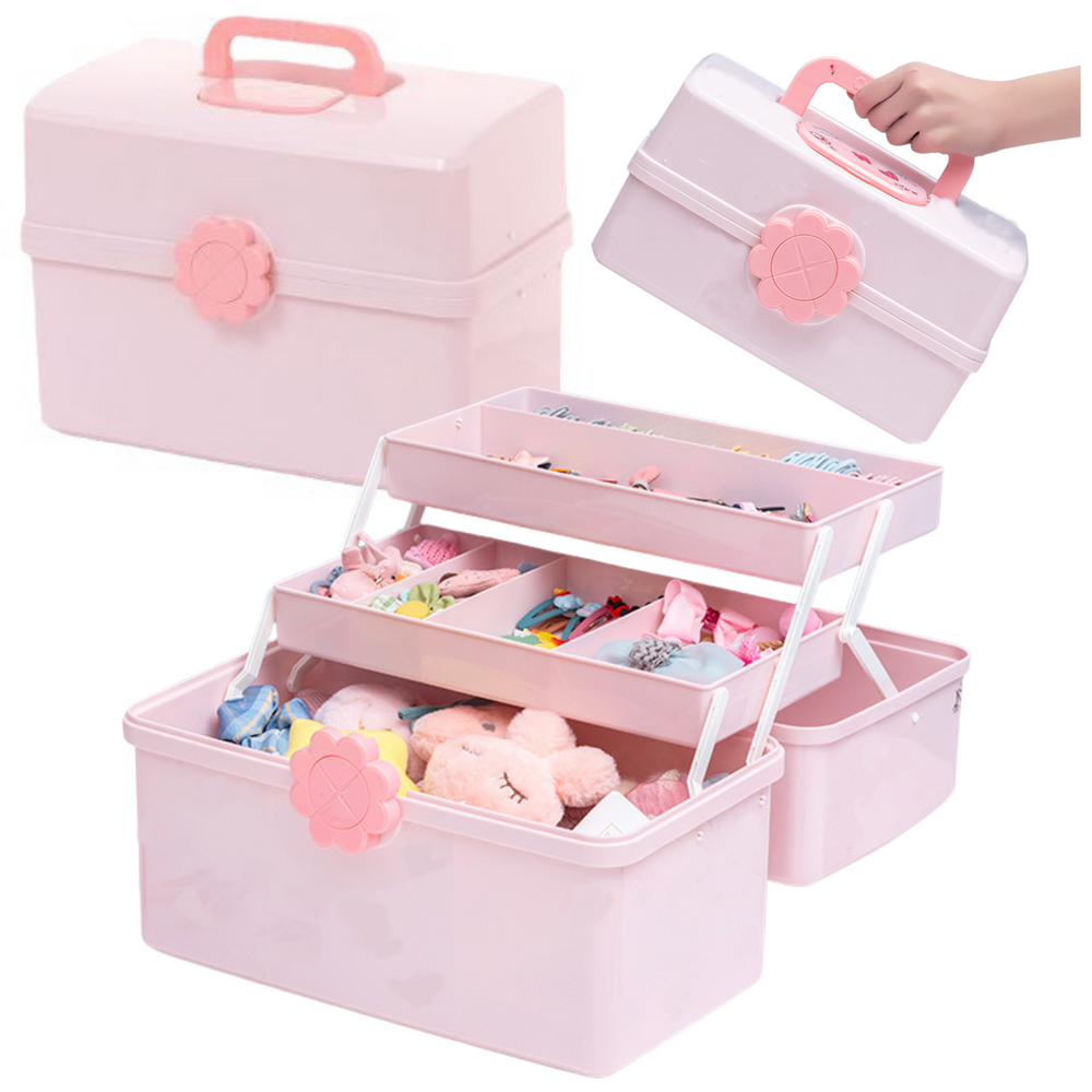 Organizer na šperky a kosmetiku s přihrádkami 29x16x16cm růžový