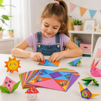 Origami sada s barevnými papíry a návodem – 100 listů