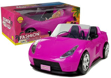 Panenčí auto kabriolet s bezpečnostními pásy 34 cm růžové