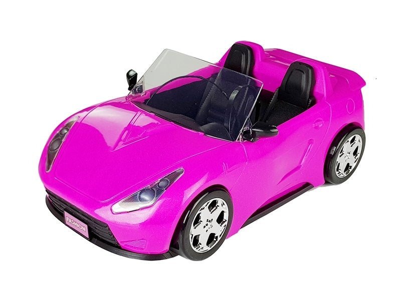 Panenčí auto kabriolet s bezpečnostními pásy 34 cm růžové