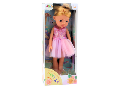 Panenka baletka s blond vlasy a růžovými šaty 33cm