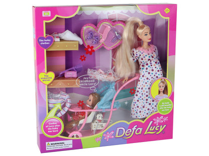 Panenka Lucy Maminka s miminkem a kočárkem XXL set