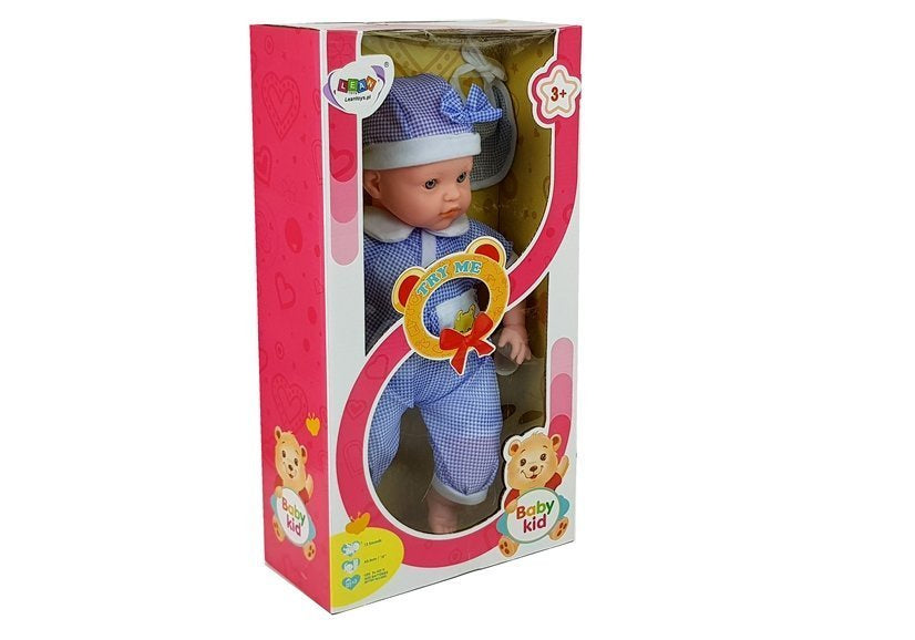 Panenka miminko 45 cm s lahvičkou a dudlíkem modré oblečení