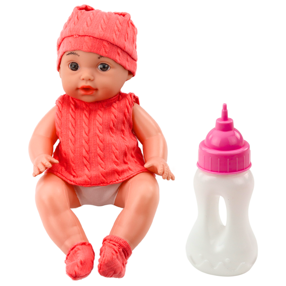 Panenka miminko s lahvičkou a zvuky 30cm růžové oblečení